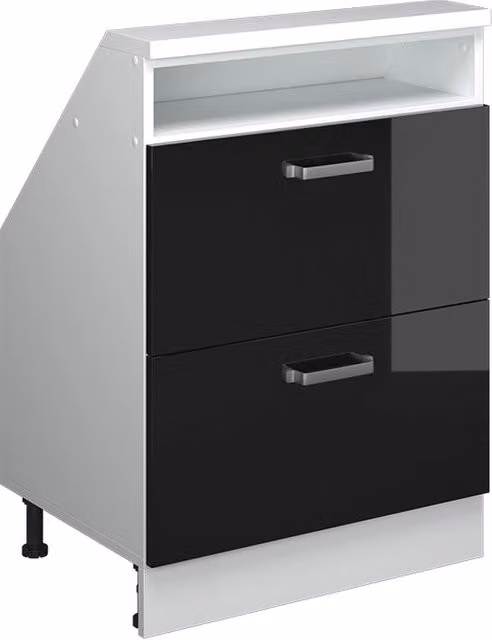 Mobile sottotetto Rion Vicco moderno nero lucido e bianco con 2 cassetti interni – 1