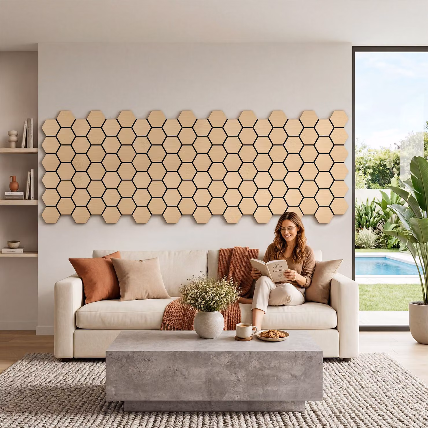 Pannelli acustici Sonic Shield tectake effetto legno rovere, colore marrone e beige in MDF – 2