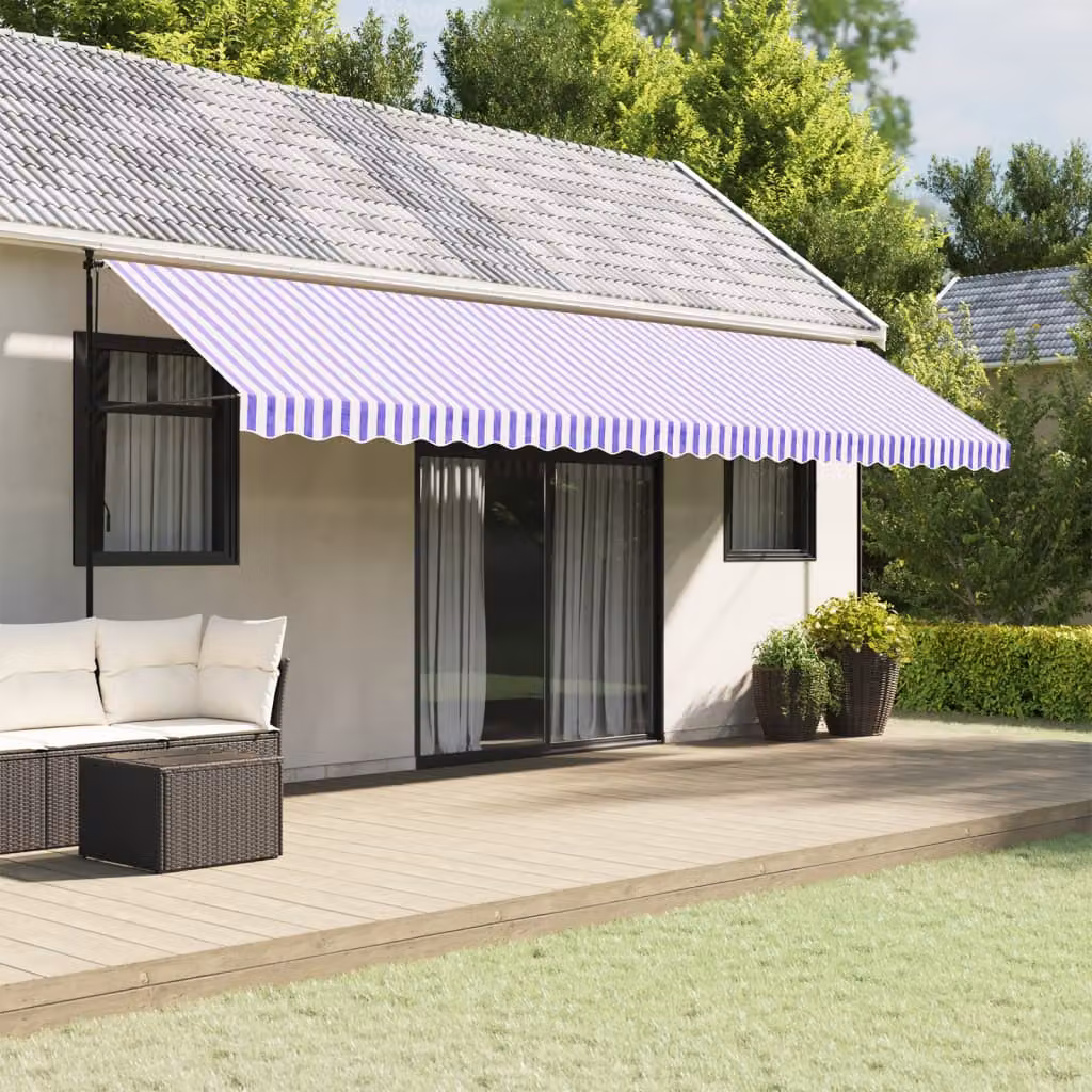 Ricambio in poliestere per tenda da sole vidaXL a righe blu e bianche L: 580 cm
