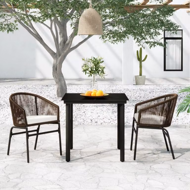 Maison Exclusive - Set da pranzo da giardino a 3 pezzi, marrone