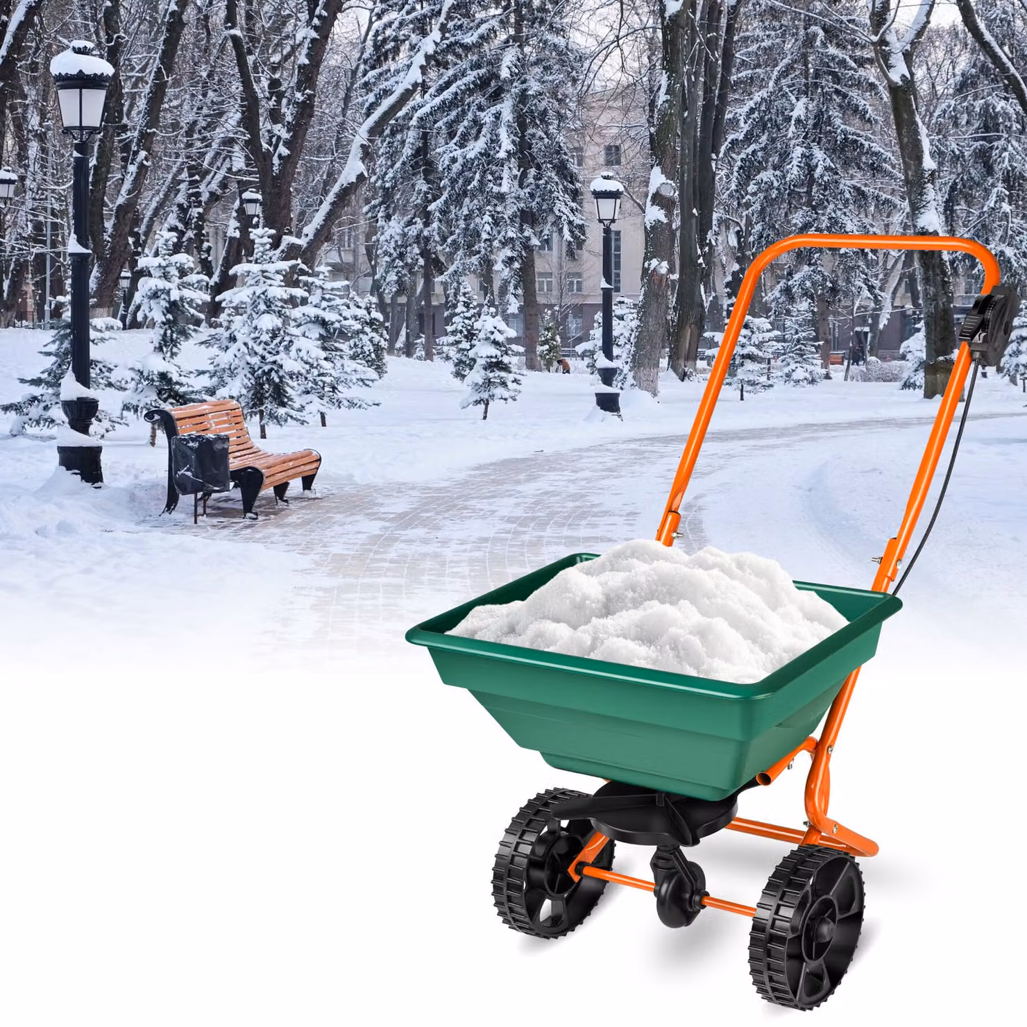 Carrello spargitore manuale tectake verde in metallo e plastica – 2