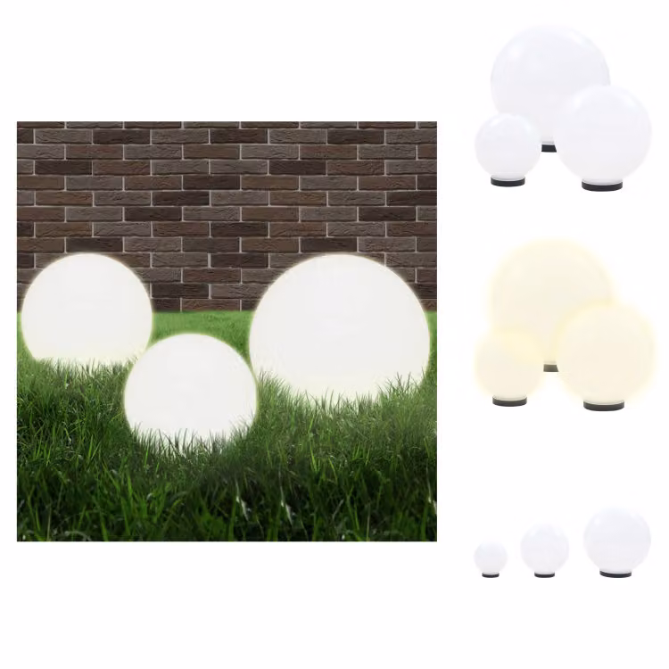 vidaXL Set di luci da giardino a LED 3 pezzi sferici 20/30/40 cm PMMA - Illuminazione esterna