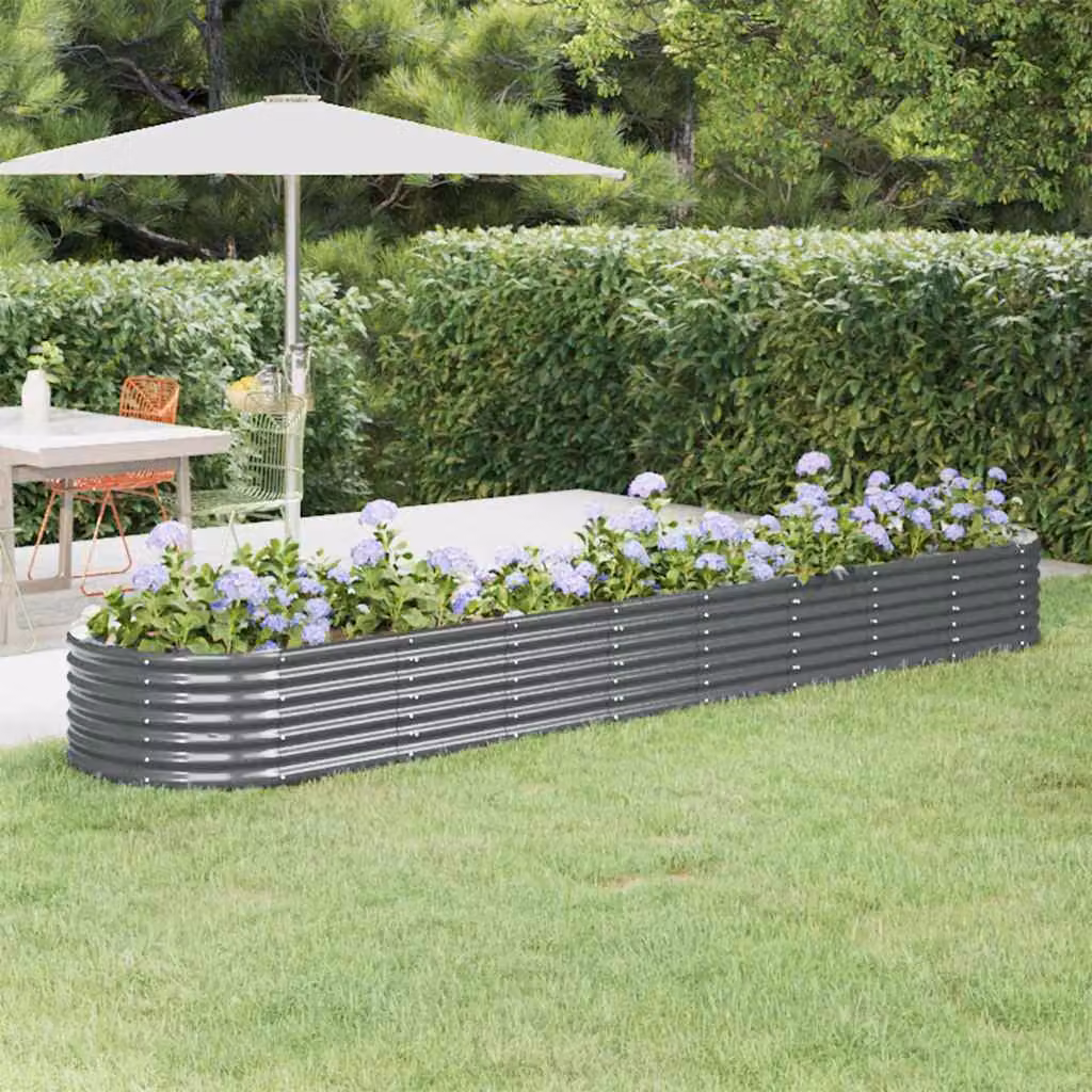 Letto da giardino rialzato vidaXL in acciaio zincato antracite L: 368 cm, P: 80 cm, H: 36 cm