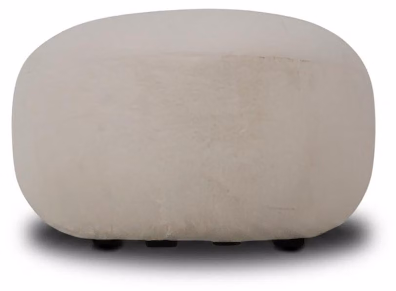Pouf imbottito moderno bianco. Elegante pouf in bouclé
