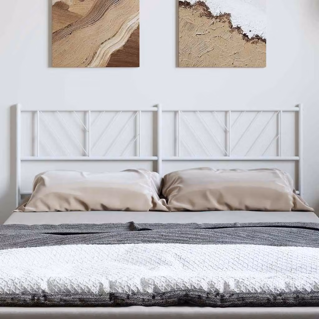 Testiera di ricambio vidaXL in metallo bianco con design geometrico classico, L: 142 cm