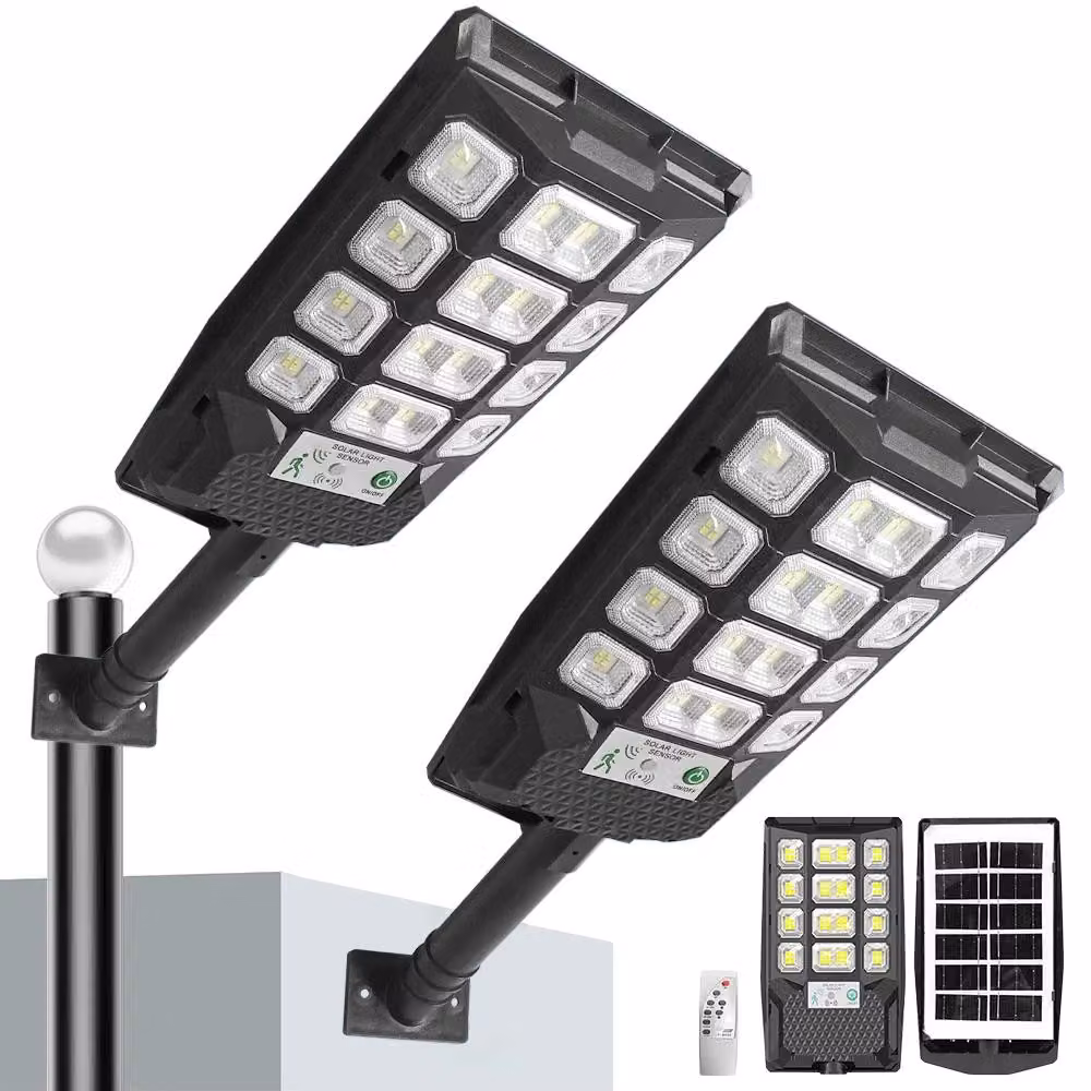 Lampade solari - Lampade da giardino a LED - Set da 2 - Sensore di movimento - Resistenti all'acqua (IP65) - Telecomando - Per uso esterno