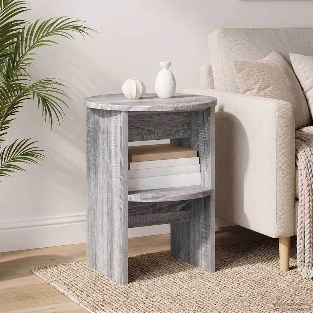 Set di 2 tavolini laterali mobili vidaXL in stile moderno, colore grigio Sonoma, Ø 40 x H 50 cm