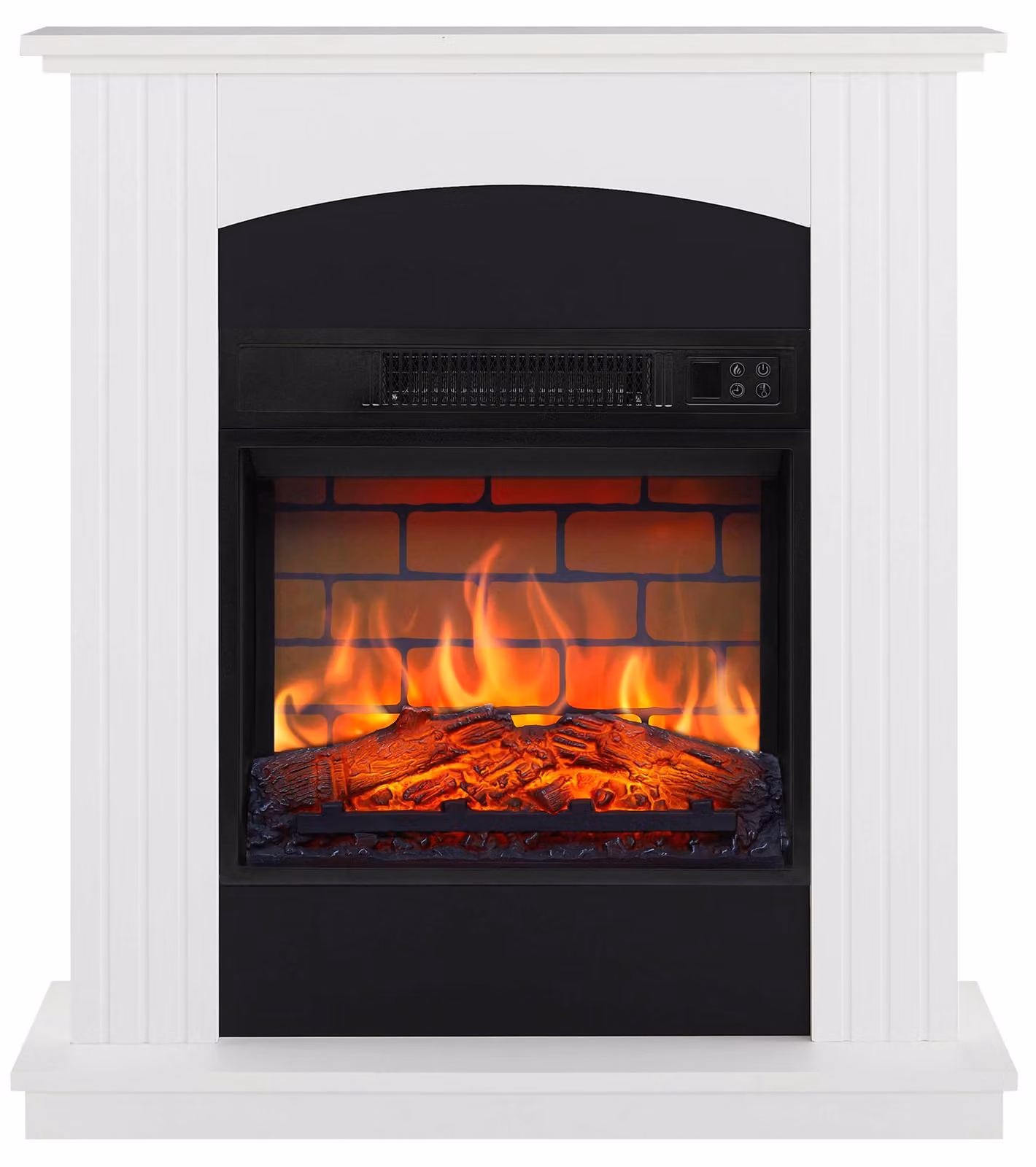 Caminetto elettrico ArtiFlame Collins AF18B bianco – caminetto da appoggio con fiamma a LED, potenza termica 1,8 kW, fino a 30 m², cornice in MDF