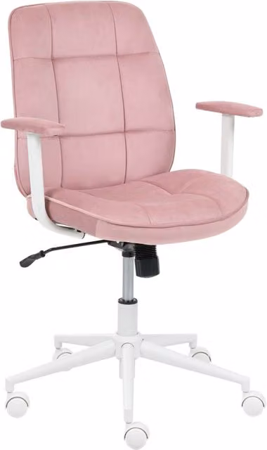 Sedia da ufficio Beliani in velluto rosa con braccioli, girevole a 360 gradi e regolabile in altezza, stile scandinavo, L: 60 cm, P: 60 cm, H: 120 cm