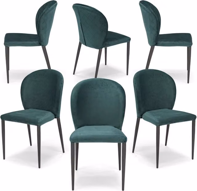 Set di 6 sedie da pranzo imbottite in velluto Redokasa con design moderno e gambe in metallo per cucina e sala da pranzo – 1