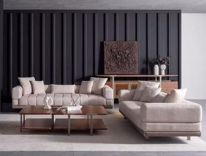 Wohnzimmer Set Einrichtung Sofa Beistelltisch 3+3 Sitzer und 2x Couchtisch Set