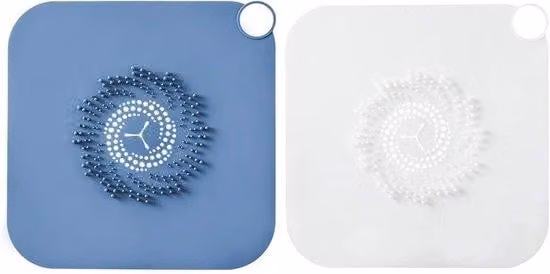Filtro per scarico in silicone per bagno - Filtro per nani da giardino - Filtro per doccia - Anti-intasamento - Raccoglicapelli - Universale - Filtro per scarico in silicone - Per bagno - Cucina - Nani da giardino (blu + bianco)