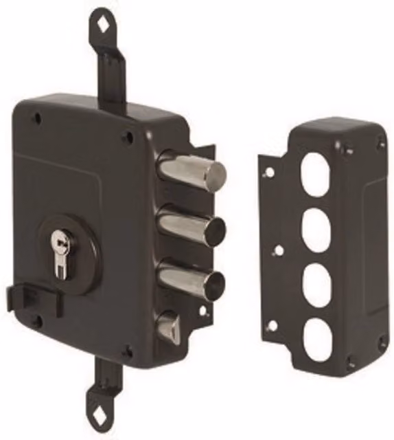 Serratura triplice di sicurezza Cisa Art. 56167.60.2 con cilindro europeo sinistro, colore nero