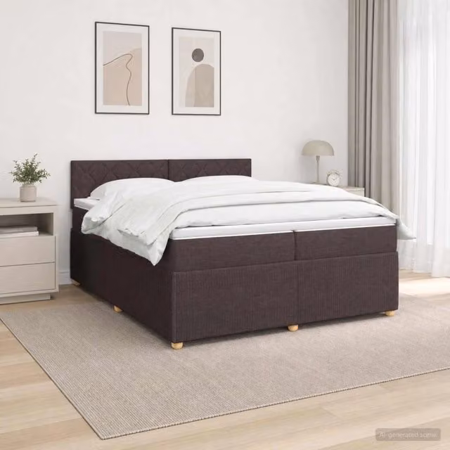Letto box spring ibrido vidaXL con materasso a molle insacchettate e base contenitore, colore marrone, 200 x 200 cm