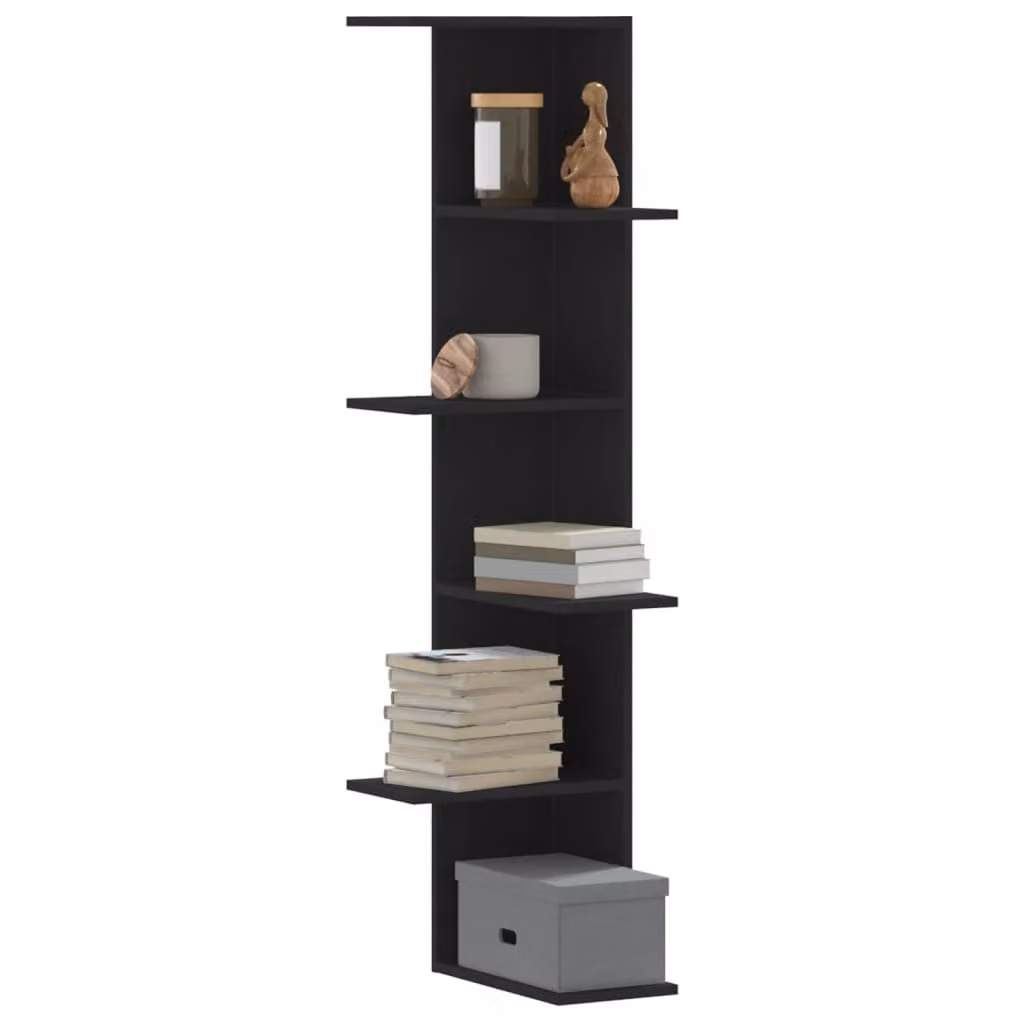 Scaffale angolare da muro vidaXL in legno nero moderno L/P/H: 36,5 x 36,5 x 140 cm