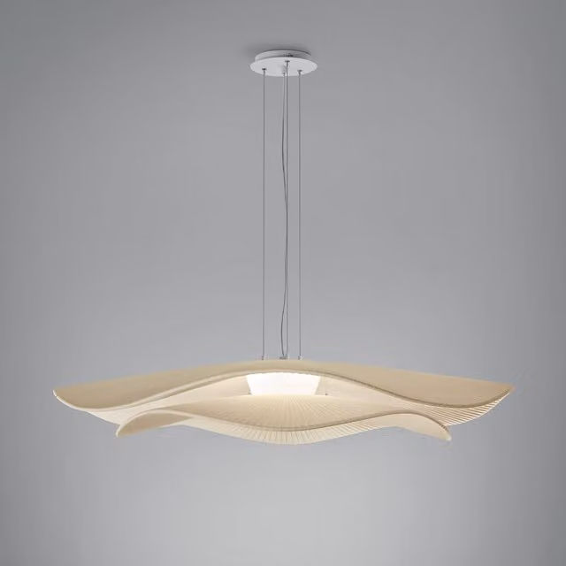 Lampada a sospensione Bover Mediterrània beige con tecnologia LED dimmerabile e altezza regolabile