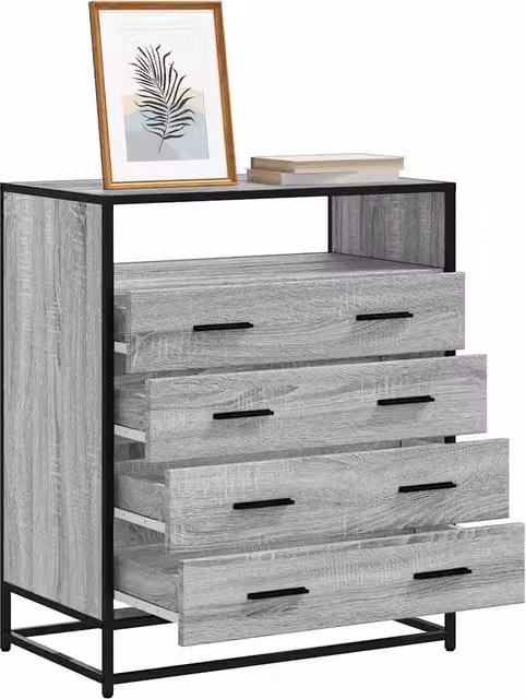 Cassettiera Industrial in Legno e Metallo Grigio vidaXL L: 70 cm, P: 41 cm, H: 83,5 cm – 1