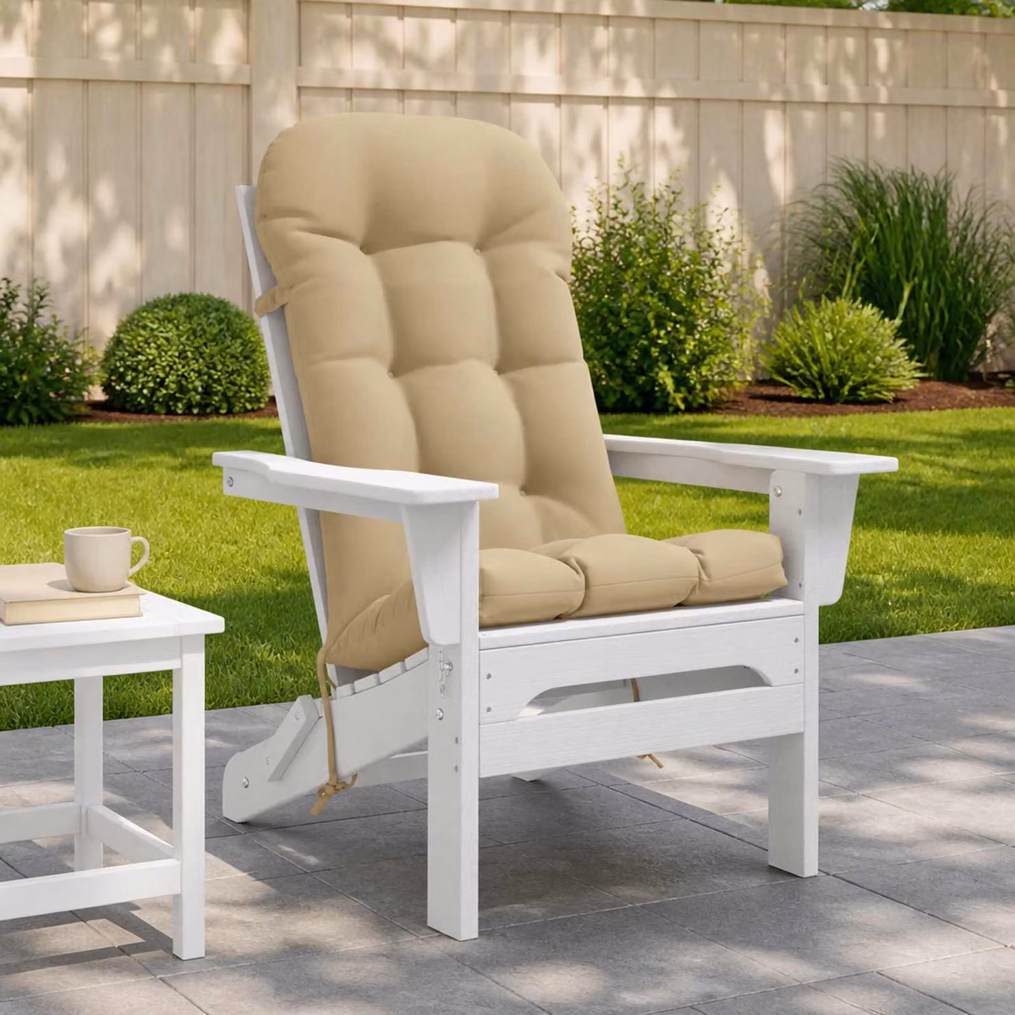 vidaXL Cuscino per Lounger Sole PUTTEN Beige in 100% Poliestere con Lacci di Fissaggio e Resistente ai Raggi UV