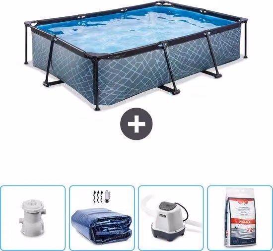 Piscina rettangolare riscaldata a energia solare con pompa - 300 x 200 x 65 cm - include copertura solare - sistema a acqua salata -per piscina - ora a un prezzo particolarmente vantaggioso