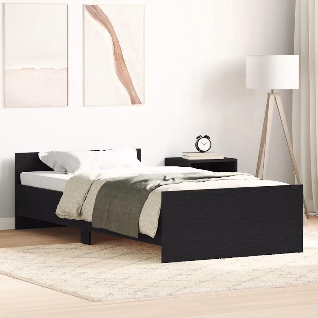 vidaXL Giroletto senza materasso in legno e MDF, Rovere e Nero, L/P/H: 200 x 100 x 50 cm