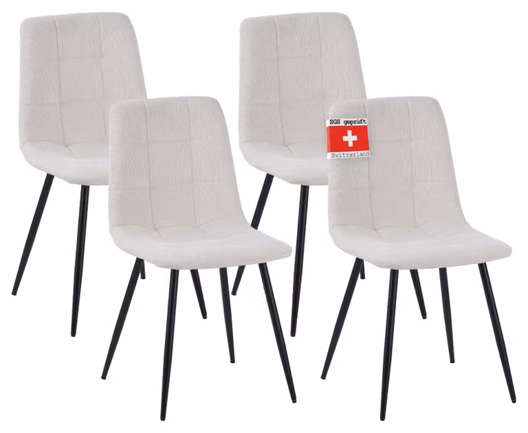 Set di 4 sedie per sala da pranzo Albatros BORA Beige - Comoda sedia imbottita per un design moderno ed elegante al tavolo da pranzo - Sedia da cucina o da sala da pranzo con elevata capacità di carico fino a 110kg