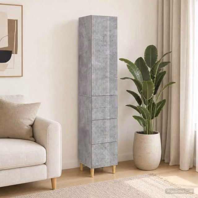Set di 2 armadi moderni vidaXL in MDF grigio opaco con ante a battente, ripiani e cassetti interni per soggiorno o giardino – 1