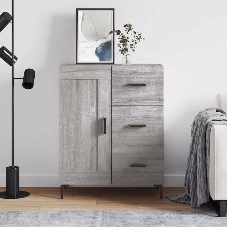 Credenza vidaXL in Legno Multistrato Grigio Sonoma L: 69,5 cm, P: 34 cm, H: 90 cm
