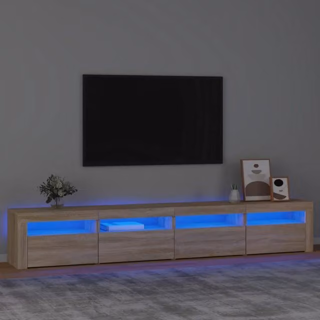 Mobile Porta TV con Luci LED-Mobile per TV-Credenza TV Rovere Sonoma 240x35x40 cm 875841