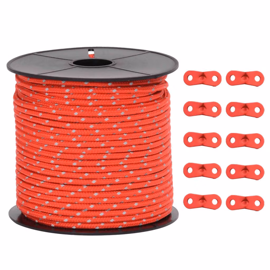 Corda Tenda con Strisce Riflettenti e Chiavi 50 m 4 mm