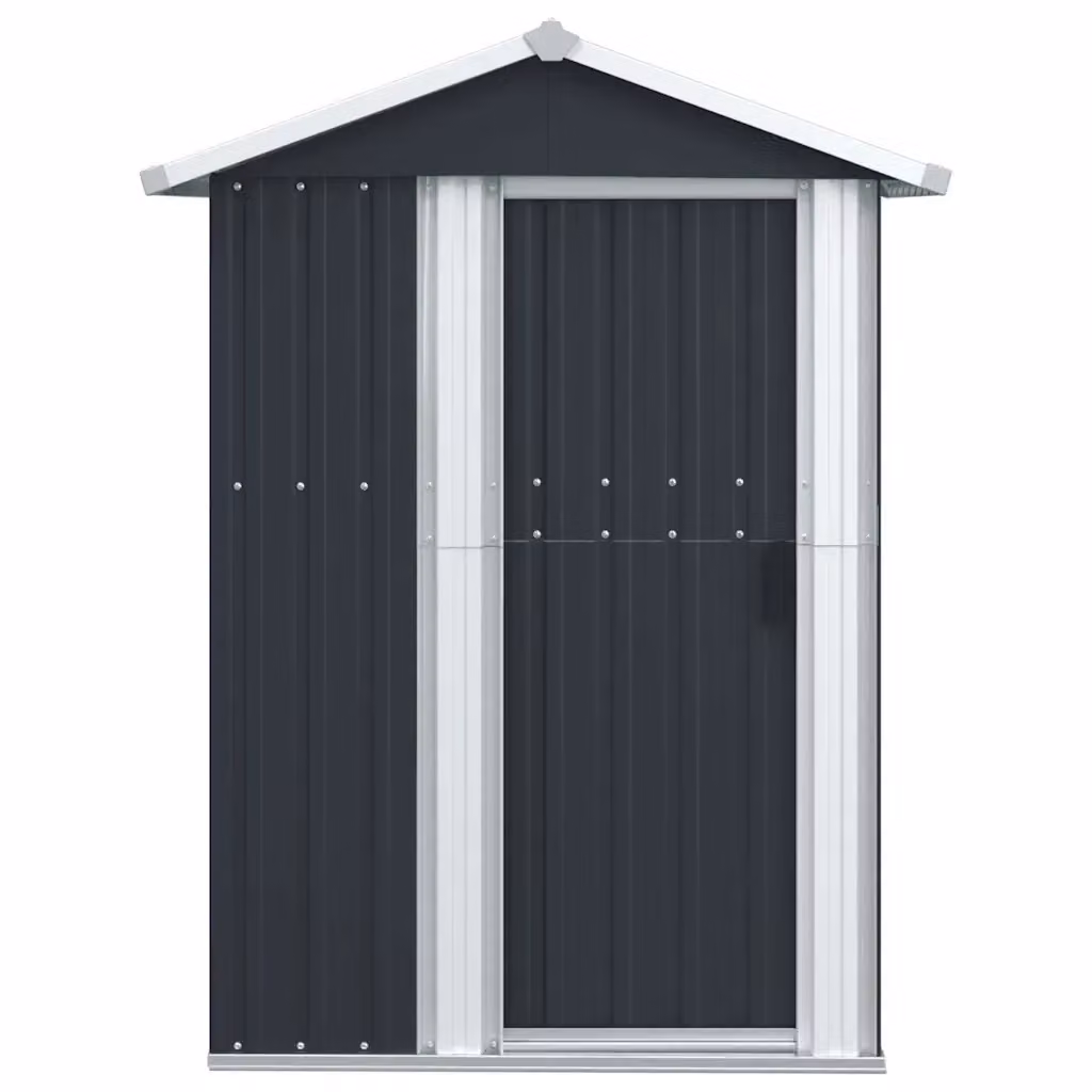 Capanno da Giardino in Acciaio Zincato Antracite con Tetto a Capanna e Porta Scorrevolte L: 126 cm, P: 97,5 cm, H: 177 cm – 2