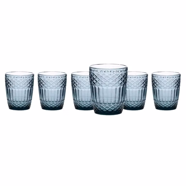 Set di 6 bicchieri da acqua Imperial Blue di GUSTO CASA in vetro, 300 ml, colore blu