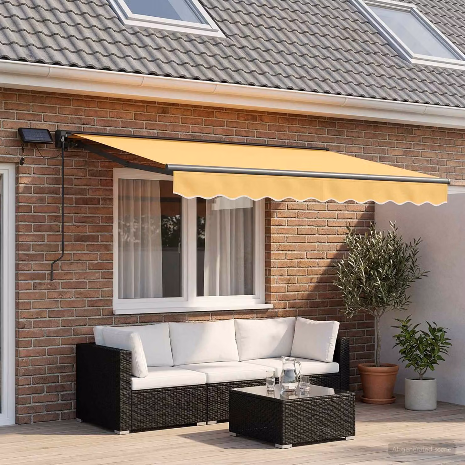 vidaXL Tendalino Manuale con LED in Alluminio e Poliestere, Colore Sabbia, L: 3,5 m x H: 2 m