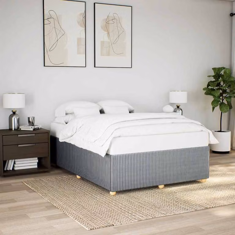 vidaXL Giroletto senza Materasso in Tessuto Grigio con Listelli in Legno L: 140 cm, P: 190 cm