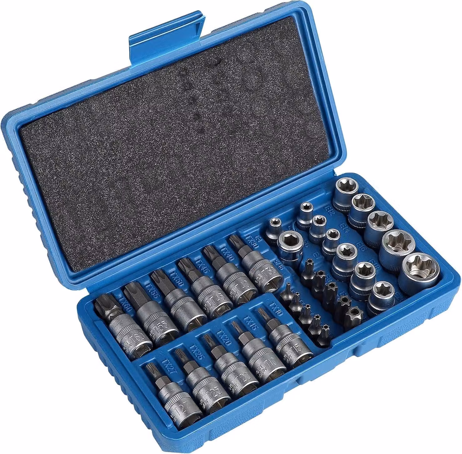 Set di chiavi Torx, 34 pezzi, attacco da 3/8 di pollice, da T10 a T60 e da E4 a E20, per la manutenzione
