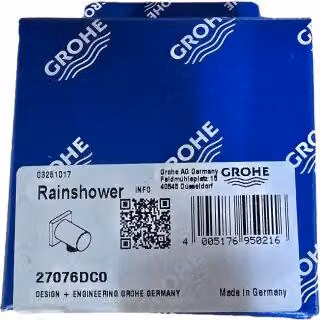 Grohe Rainshower 1/2" gomito per attacco a parete, rosone quadrato, supersteel