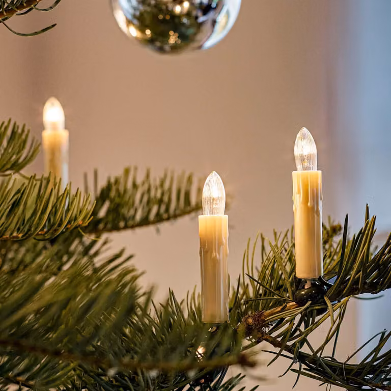 Lichterslinger con 30 candele, con gocce di cera, luce bianco caldo, lunghezza 20,3 metri, per uso interno
