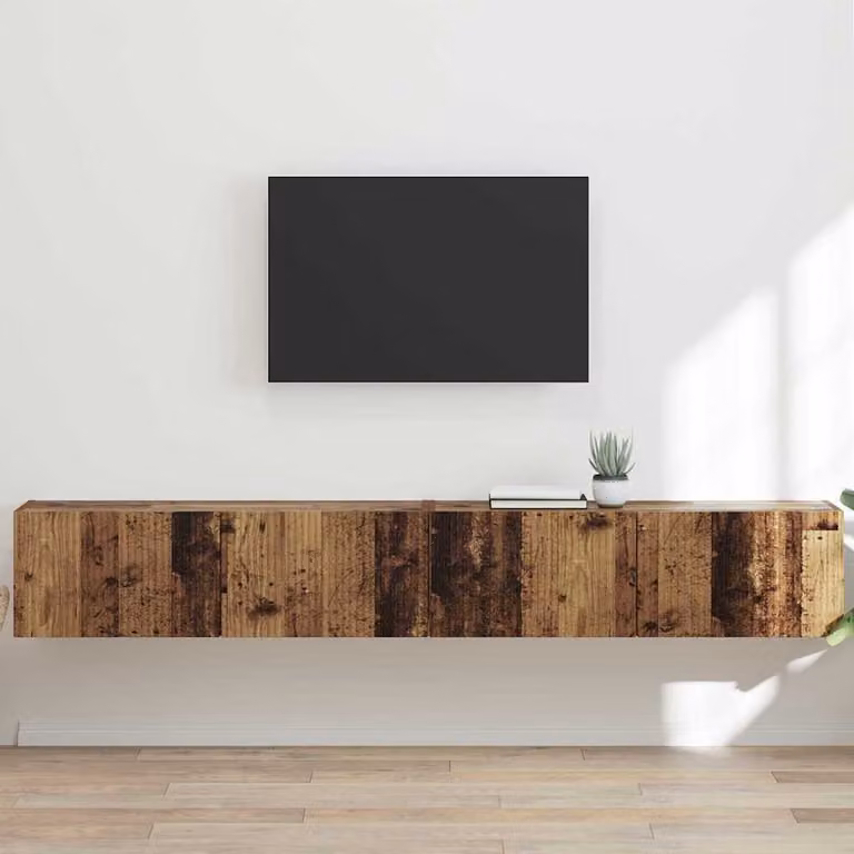 Set di 2 mobili TV da parete vidaXL in legno ingegnerizzato marrone effetto legno vecchio stile moderno L/P/H: 98,0 x 31,0 x 29,5 cm