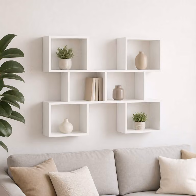 Scaffale da parete moderno vidaXL in legno MDF bianco L 103 x P 17 x H 80 cm