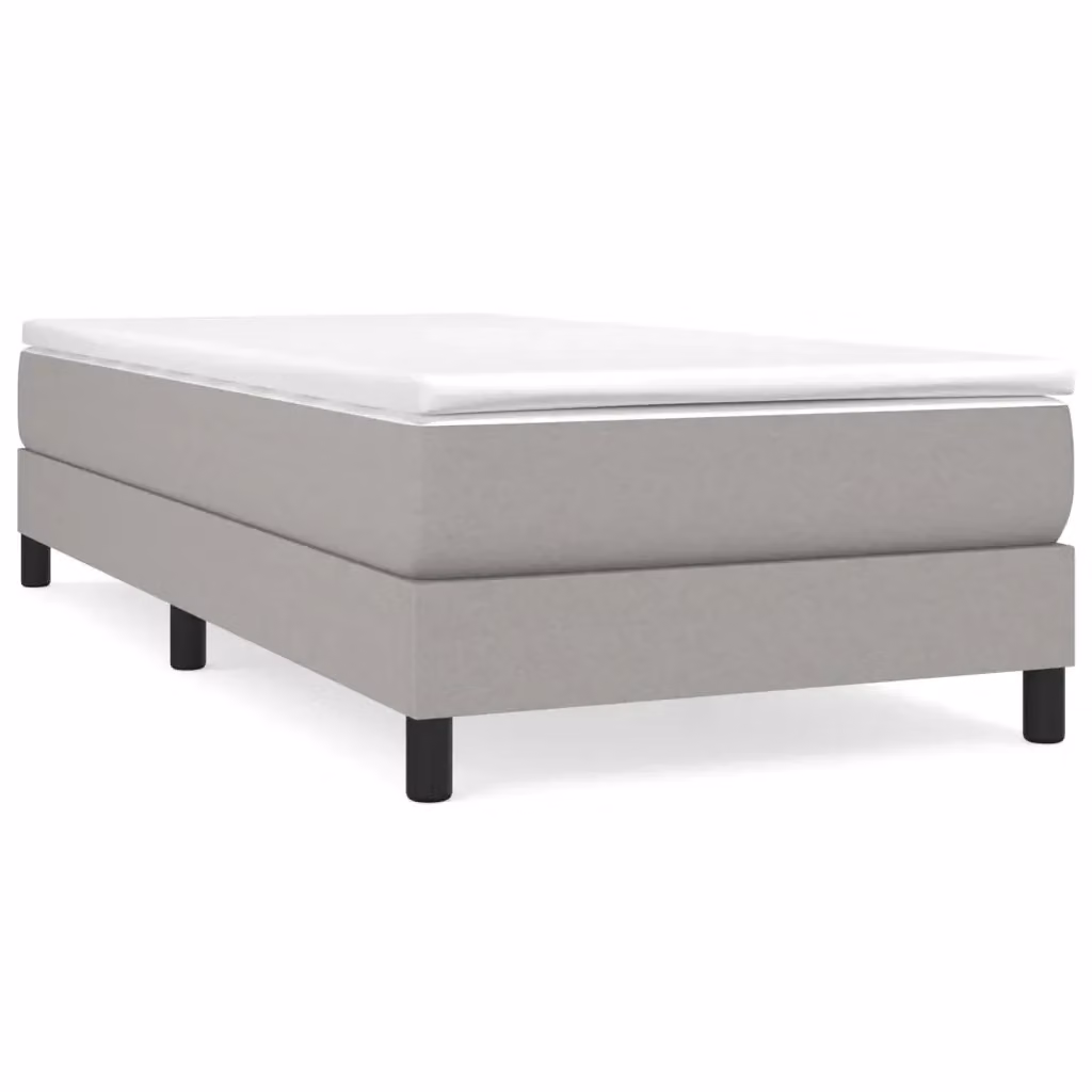 Letto Ibrido vidaXL con Materasso a Molle Grigio Chiaro e Bianco L/P/H: 100 x 200 x 25 cm – 2