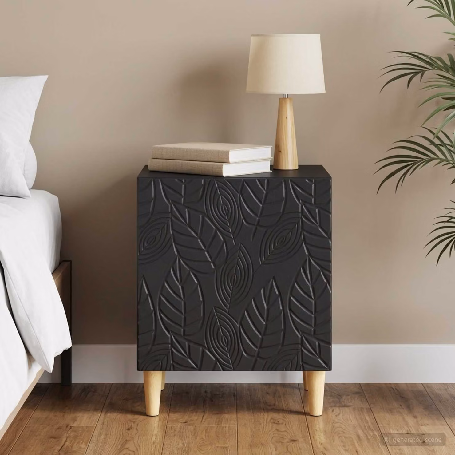 Comodino moderno vidaXL in legno nero L: 43 cm, P: 34,5 cm, H: 50 cm