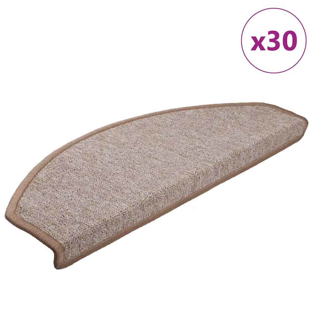 Set di 30 tappetini per scale autoadesivi vidaXL antiscivolo e fonoassorbenti in polipropilene, marrone e beige, L: 65 cm, P: 24 cm, H: 4 cm