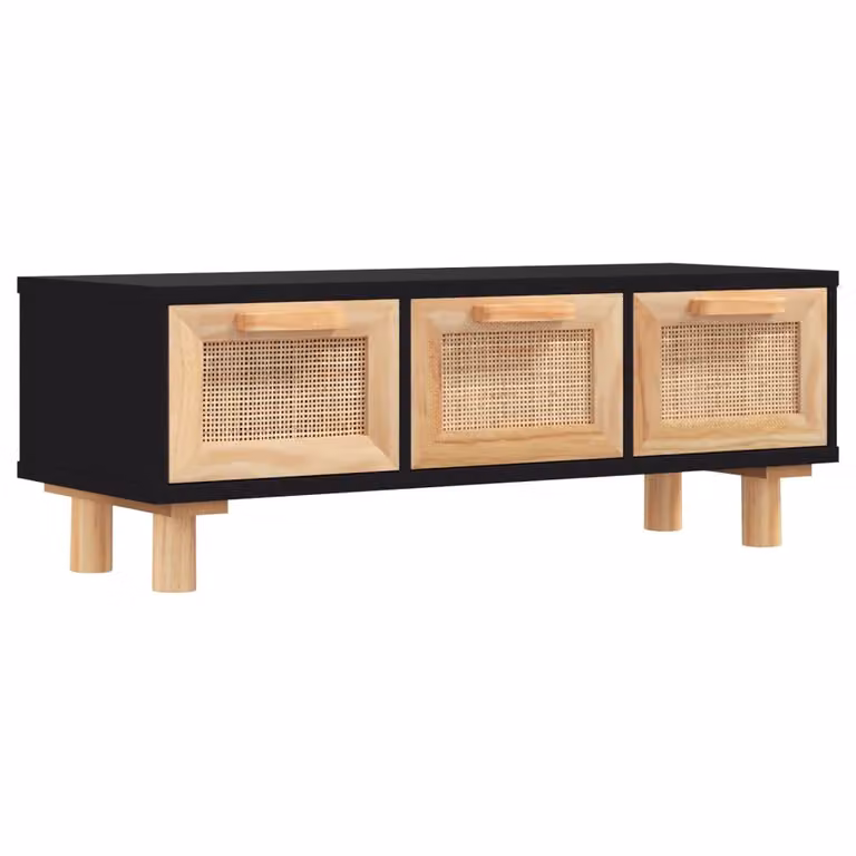 Tavolino nero 80x40x30 cm a base di legno pino massiccio