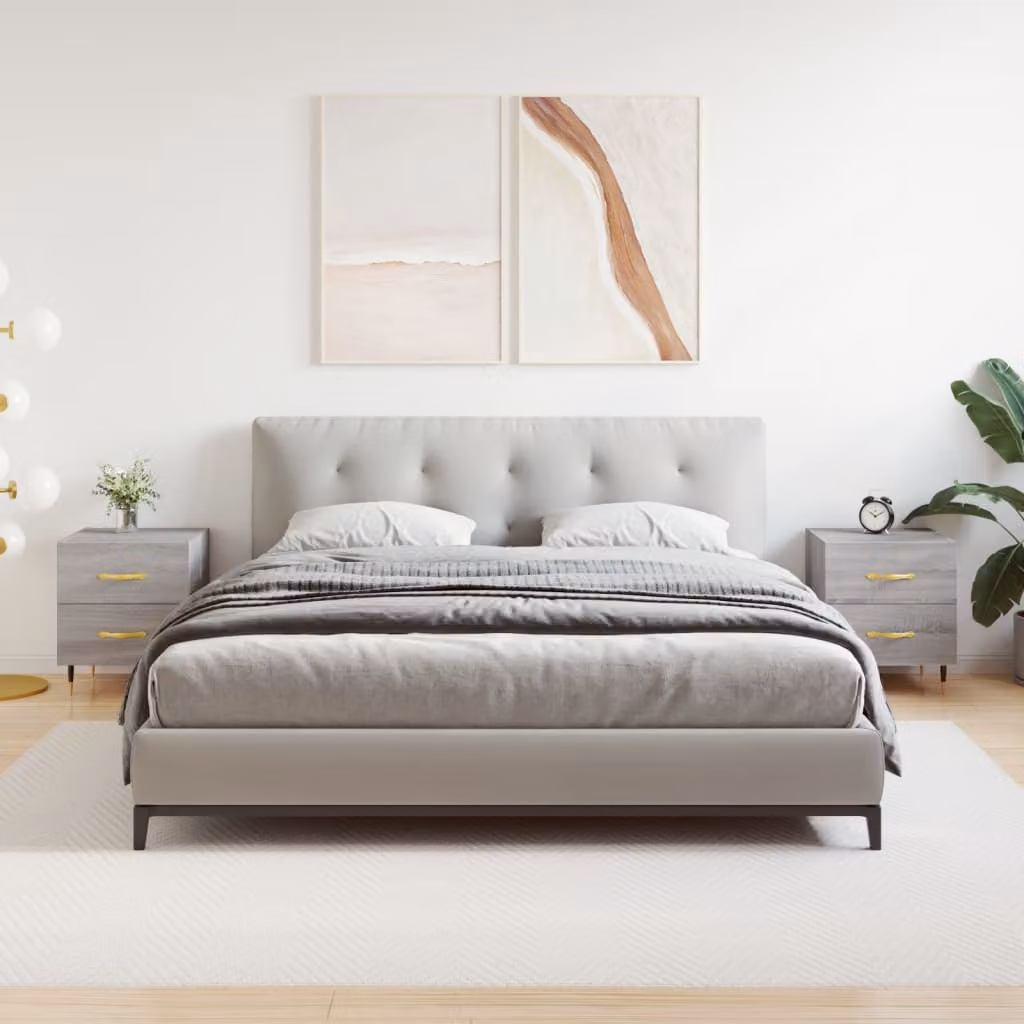 Set di 2 comodini vidaXL in legno multistrato e MDF, colore grigio Sonoma, L 40 cm x P 35 cm x H 47,5 cm