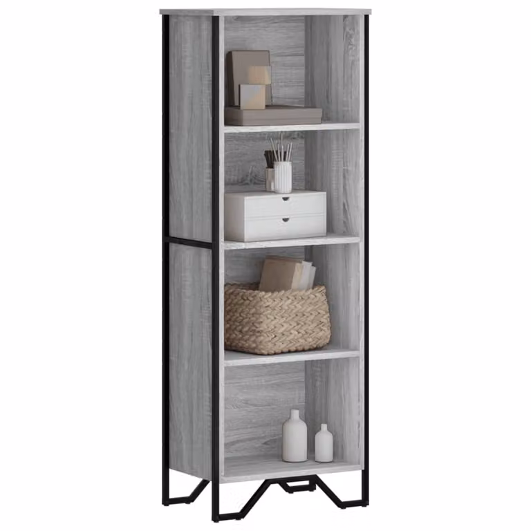 Libreria moderna vidaXL in legno e metallo, Grigio, L 50 cm x P 31 cm x H 137,5 cm