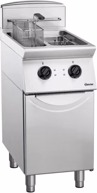Friggitrice professionale Bartscher in acciaio inox color argento con tecnologia cold zone e 2x8L