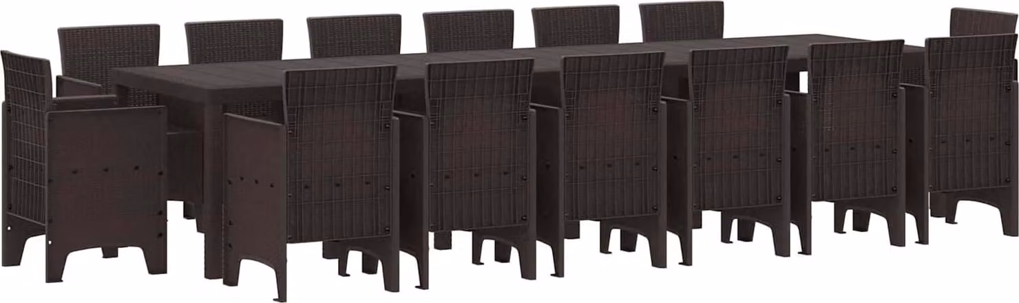 Set da Pranzo per Giardino 15 pcs Marrone Rattan Polt