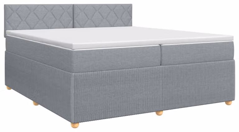 Letto a molle con materasso grigio chiaro 200 x 200 cm in tessuto