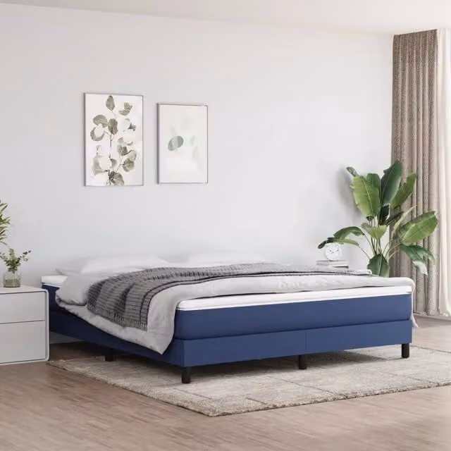 Materasso Ibrido vidaXL Blu e Bianco in Tessuto, Rigidità Media H3, L: 180 cm, P: 200 cm, H: 20 cm – 1
