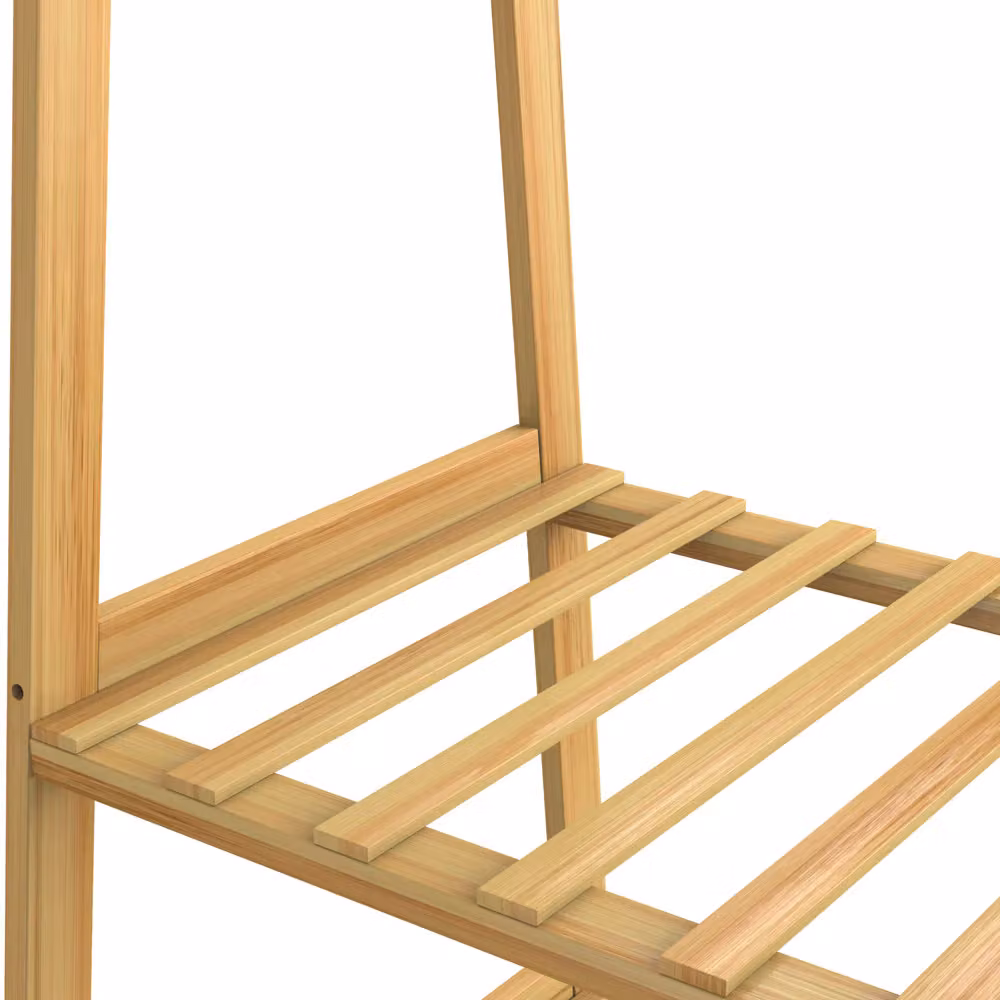 Appendiabiti Casaria in bambù marrone con rotelle L/P/H: 155 x 70 x 45 cm – 3