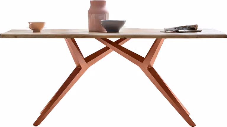 SIT Mobili Tavolo da pranzo 200 cm in rovere selvatico | Piano del tavolo naturale | Struttura in metallo marrone antico | L 200 x P 100 x H 73 cm | 15531-00 | Serie TABLES & CO